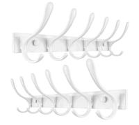 SKOLOO Lot de 2 porte-manteaux muraux robustes en acier inoxydable pour suspendre vêtements, veste, chapeau, blanc