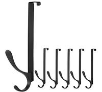SKOLOO Lot de 5 crochets de porte en métal à suspendre - Crochets de porte intérieurs - Pour porte-serviettes, manteaux - Noir
