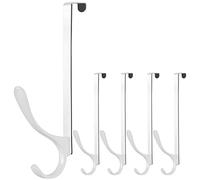 SKOLOO Lot de 5 crochets de porte en métal à suspendre - Crochets de porte intérieurs - Pour porte-serviettes, manteaux - Blanc