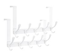 SKOLOO Over The Door Hook - 5 crochets, cintre à crochet de porte pour suspendre les vêtements/serviettes/manteaux/sac à dos/chapeau, porte-manteau de porte (paquet de 2, blanc)