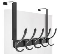 SKOLOO Over The Door Hook - 5 crochets, cintre à crochet de porte pour suspendre les vêtements/serviettes/manteaux/sac à dos/chapeau, porte-manteau de porte (noir)