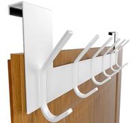 SKOLOO Porte-manteau de porte avec 6 crochets, crochet de porte à suspendre sans perçage, crochet pour cuisine, salle de bain, salon et couloir Blanc