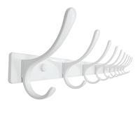 SKOLOO Porte-manteau mural - 10 crochets, très résistant, en acier inoxydable, crochet mural en métal, crochets muraux robustes pour suspendre manteau, veste, vêtements, chapeau, blanc