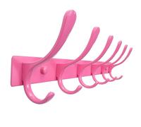 SKOLOO Porte-manteau mural - 6 crochets, très résistant, en acier inoxydable, crochets muraux en métal, crochets robustes pour suspendre manteaux, vestes, vêtements, chapeaux, rose