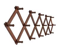 SKOLOO Porte-manteau mural en accordéon avec 16 crochets, moderne et extensible, en bois massif, couleur noyer