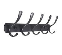 SKOLOO - Porte-manteau mural moderne avec 5 crochets, robuste, en métal, pour accrocher vêtements, manteau, chapeaux, vestes, sac à dos, crochet mural noir, idéal dans le débarras, l'entrée