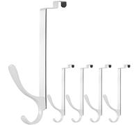 SKOLOO Porte-manteaux à accrocher à la porte, 5 pièces, crochets de porte en métal sans perçage, porte-serviettes pour porte, manteaux, manteaux, blanc