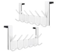 SKOLOO Porte-manteaux avec 6 crochets, crochet de porte à suspendre sans perçage, 2 crochets de porte pour la cuisine, la salle de bain, le salon et le couloir, blanc