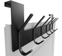 SKOLOO Porte-manteaux avec 6 crochets, crochet de porte à suspendre sans perçage, crochet de porte pour la cuisine, la salle de bain, le salon et le couloir, Noir