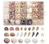 SKOOLOVE 9 types de petits bols de mer et 20 petites étoiles de mer naturelles pour l'artisanat, la décoration de bougies, l'insert de vase, le thème de fête sur la plage, la décoration de la maison