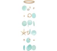SKOOLOVE Carillon éolien en coquillages - Fabriqué à la main - Vert turquoise - Avec étoile de mer - Décoration de style côtier pour intérieur/extérieur, décoration de jardin, excellent cadeau pour