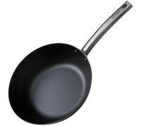 SKOTTSBERG Wok en acier au carbone - Diamètre : 28 cm - Pré-cuit et sans PFAS - Fond de 2,5 mm - Résistant à la chaleur et aux rayures - Pour induction, gaz, vitrocéramique, barbecue et four