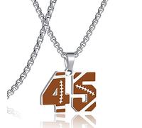 SKQIR Collier avec pendentif numéro de football en acier inoxydable noir pour homme - Cadeau de Noël et de Nouvel An pour homme, Acier inoxydable, Pas de gemme