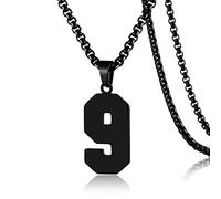 SKQIR Collier en acier inoxydable avec pendentif en forme de numéro de maillot de baseball noir pour garçons, athlètes, collier de sport en acier inoxydable, cadeau de Noël, Nouvel An pour homme