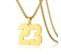 SKQIR Collier en acier inoxydable avec pendentif en forme de numéro de maillot de baseball noir pour garçons athlètes, Acier inoxydable, Pas de gemme