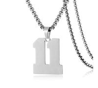 SKQIR Collier en acier inoxydable avec pendentif en forme de numéro de maillot de baseball noir pour garçons, athlètes, collier de sport en acier inoxydable, cadeau de Noël, Nouvel An pour homme
