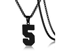 SKQIR Collier en acier inoxydable avec pendentif en forme de numéro de maillot de baseball noir pour garçons, athlètes, collier de sport en acier inoxydable, cadeau de Noël, Nouvel An pour homme