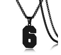 SKQIR Collier en acier inoxydable avec pendentif en forme de numéro de maillot de baseball noir pour garçons, athlètes, collier de sport en acier inoxydable, cadeau de Noël, Nouvel An pour homme