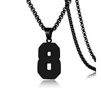SKQIR Collier en acier inoxydable avec pendentif en forme de numéro de maillot de baseball noir pour garçons, athlètes, collier de sport en acier inoxydable, cadeau de Noël, Nouvel An pour homme