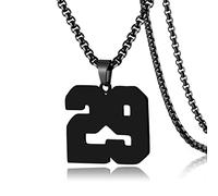 SKQIR Collier en acier inoxydable avec pendentif en forme de numéro de maillot de baseball noir pour garçons, athlètes, collier de sport en acier inoxydable, cadeau de Noël, Nouvel An pour homme