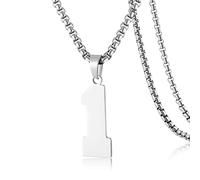 SKQIR Collier en acier inoxydable avec pendentif en forme de numéro de maillot de baseball noir pour garçons, athlètes, collier de sport en acier inoxydable, cadeau de Noël, Nouvel An pour homme