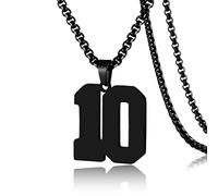 SKQIR Collier en acier inoxydable avec pendentif en forme de numéro de maillot de baseball noir pour garçons athlètes, Acier inoxydable, Pas de gemme