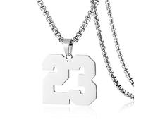 SKQIR Collier en acier inoxydable avec pendentif en forme de numéro de maillot de baseball noir pour garçons athlètes, 24 inches, Acier inoxydable, Pas de gemme
