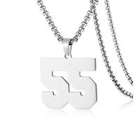SKQIR Collier en acier inoxydable avec pendentif en forme de numéro de maillot de baseball noir pour garçons, athlètes, collier de sport en acier inoxydable, cadeau de Noël, Nouvel An pour homme