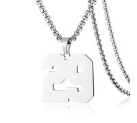 SKQIR Collier en acier inoxydable avec pendentif en forme de numéro de maillot de baseball noir pour garçons, athlètes, collier de sport en acier inoxydable, cadeau de Noël, Nouvel An pour homme