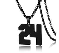 SKQIR Collier en acier inoxydable avec pendentif en forme de numéro de maillot de baseball noir pour garçons, athlètes, collier de sport en acier inoxydable, cadeau de Noël, Nouvel An pour homme