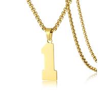 SKQIR Collier en acier inoxydable avec pendentif en forme de numéro de maillot de baseball noir pour garçons athlètes, Acier inoxydable, Pas de gemme