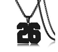 SKQIR Collier en acier inoxydable avec pendentif en forme de numéro de maillot de baseball noir pour garçons, athlètes, collier de sport en acier inoxydable, cadeau de Noël, Nouvel An pour homme