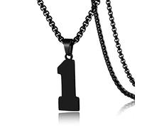SKQIR Collier en acier inoxydable avec pendentif en forme de numéro de maillot de baseball noir pour garçons, athlètes, collier de sport en acier inoxydable, cadeau de Noël, Nouvel An pour homme