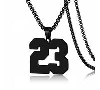 SKQIR Collier en acier inoxydable avec pendentif en forme de numéro de maillot de baseball noir pour garçons, athlètes, collier de sport en acier inoxydable, cadeau de Noël, Nouvel An pour homme, 24
