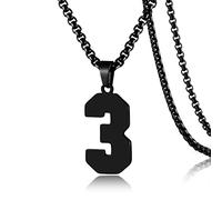 SKQIR Collier en acier inoxydable avec pendentif en forme de numéro de maillot de baseball noir pour garçons, athlètes, collier de sport en acier inoxydable, cadeau de Noël, Nouvel An pour homme