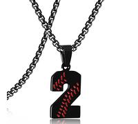 SKQIR Pendentif en forme de numéro de maillot de baseball pour homme et garçon - Chaîne en acier inoxydable pour athlètes - Noir, 24 inches, Acier inoxydable, Pas de pierre précieuse
