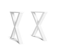 Support - Pieds - Chevalet - en Forme de X - Pieds de table en bois massif - Salon - Salle à manger - Bureau - Laqué blanc - 72x72cm Blanc