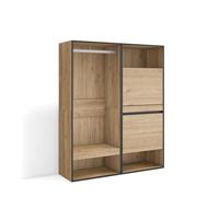 Skraut Home | Armoire Vestiaire Ouvert | Armoire de Rangement Ouverte | 120x145x35 cm | Chambre à Coucher, pièce | Meuble à Chaussures | Style Moderne | Chêne