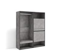 Skraut Home | Armoire Vestiaire Ouvert | Armoire de Rangement Ouverte | 120x145x35 cm | Chambre à Coucher, pièce | Meuble à Chaussures | Style Moderne | Ciment