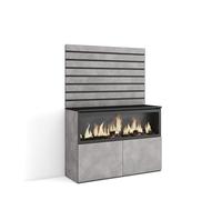 Skraut Home | Buffet, Bahut | Meuble de Rangement | 107x145x35 cm | Chambre à Coucher, pièce | Cheminée électrique XXL | Style Moderne | Ciment