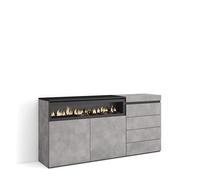 Skraut Home | Buffet, Bahut | Meuble de Rangement | 157x75x35 cm | Chambre à Coucher, pièce | Cheminée électrique | Commode, Buffet | Style Moderne | Ciment