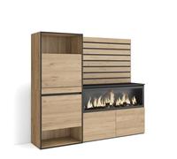 Skraut Home | Buffet, Bahut | Meuble de Rangement | 167x145x35 cm | Chambre à Coucher, pièce | Cheminée électrique XXL | Meuble à Chaussures | Style Moderne | Chêne