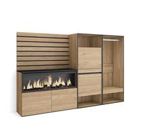 Skraut Home | Buffet, Bahut | Meuble de Rangement | 227x145x35 cm | Chambre à Coucher, pièce | Cheminée électrique XXL | Meuble à Chaussures | Vestiaire Ouvert | Style Moderne | Chêne