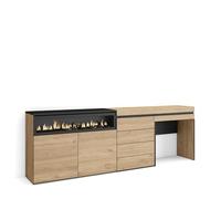 Skraut Home | Buffet, Bahut | Meuble de Rangement | 227x75x35 cm | Chambre à Coucher, pièce | Cheminée électrique | Commode, Buffet | Coiffeuse | Style Moderne | Chêne