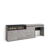 Skraut Home | Buffet, Bahut | Meuble de Rangement | 227x75x35 cm | Chambre à Coucher, pièce | Cheminée électrique | Commode, Buffet | Coiffeuse | Style Moderne | Ciment