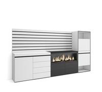 Skraut Home | Buffet, Bahut | Meuble de Rangement | 274x145x35 cm | Chambre à Coucher, pièce | Cheminée électrique XXL | Commode, Buffet | Meuble à Chaussures | Style Moderne | Blanc