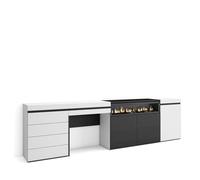 Skraut Home | Buffet, Bahut | Meuble de Rangement | 277x75x35 cm | Chambre à Coucher, pièce | Cheminée électrique | Commode, Buffet | Coiffeuse | Style Moderne | Blanc