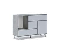 Skraut Home | Buffet pour Salon ou Salle à Manger | 86 x 120 x 40 cm | Buffet avec 1 Porte + 3 Tiroirs | Modèle Wind | Bois Résistant | Finition Ciment/Blanc