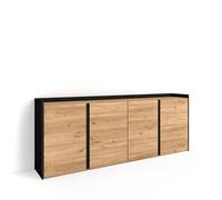 Skraut Home | Buffet Salon et Cuisine | 207x80x35 cm | Chêne et Noir
