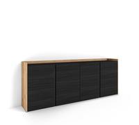 Skraut Home | Buffet Salon et Cuisine | 207x80x35 cm | Noir et chêne